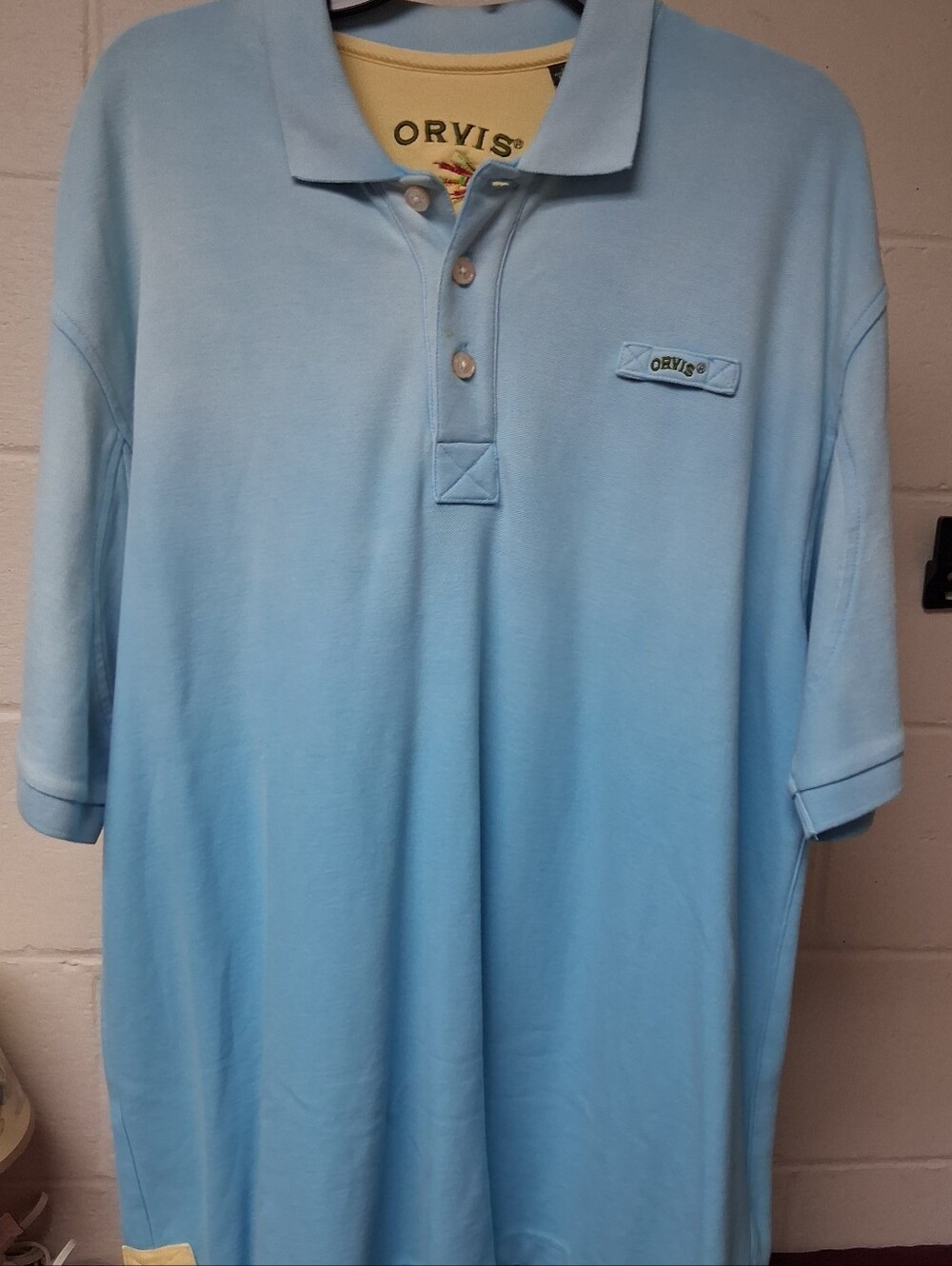 This Is Orvis Men's Blue Size L Short Sleeve Polo Shirt.